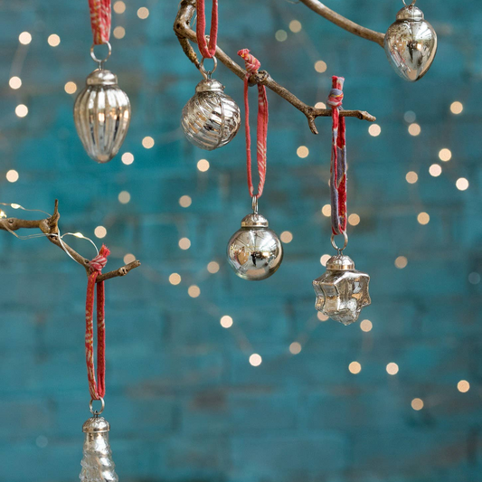 Silver Finish Glass Baubles