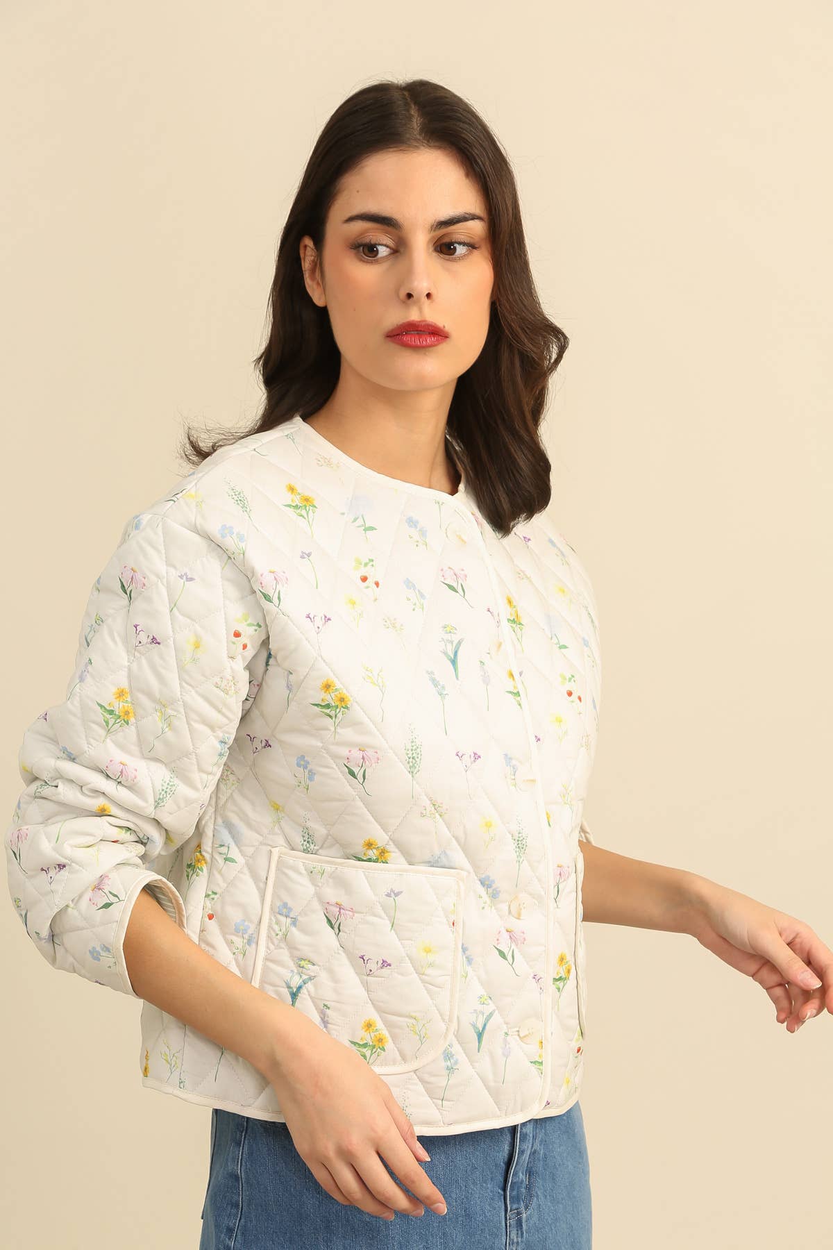 Quilted Floral Jakke