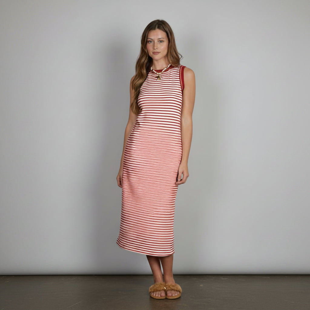 Stripe Knit Midikjole