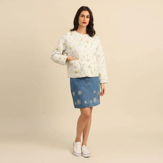Quilted Floral Jakke