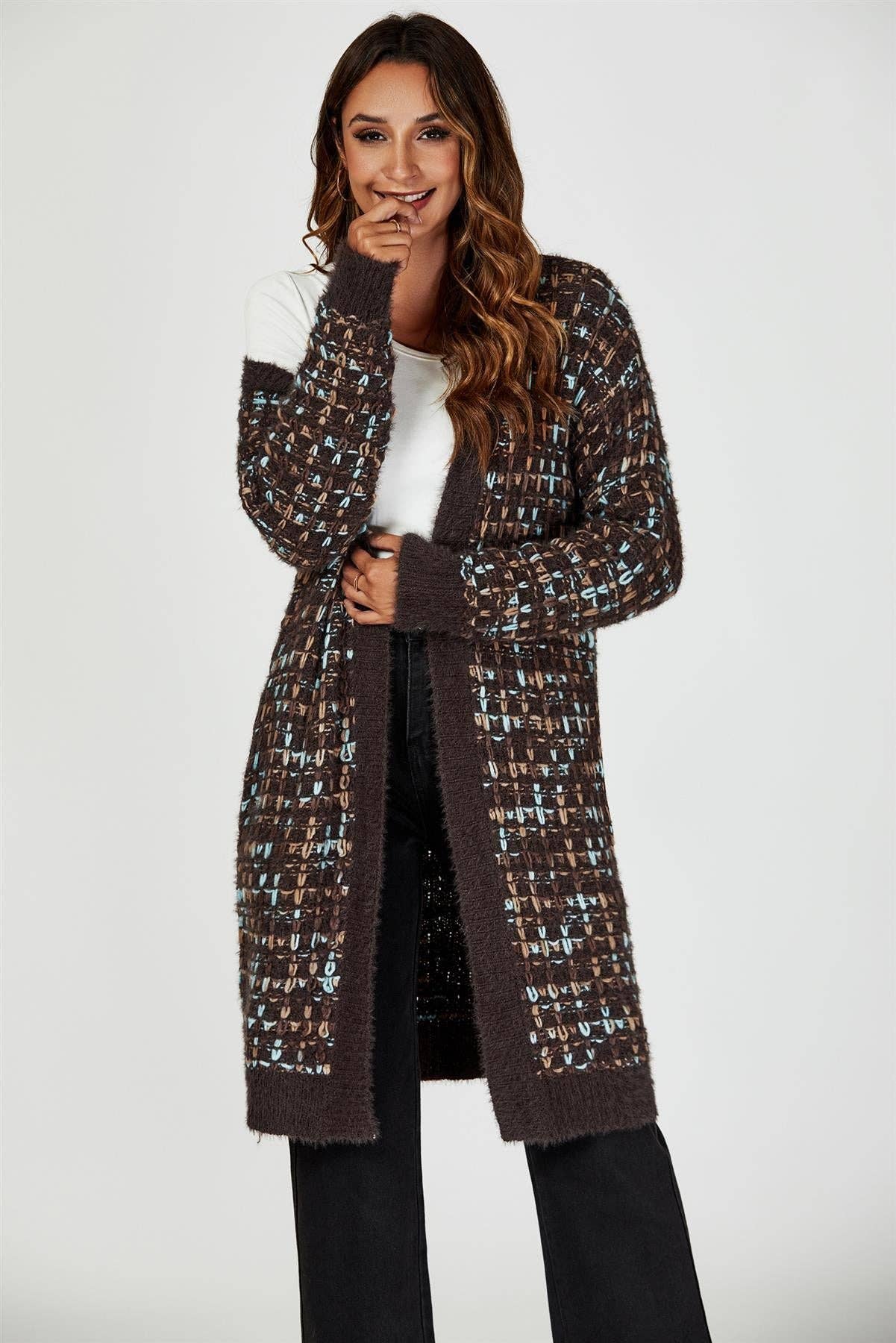 Boucle Check Cardigan