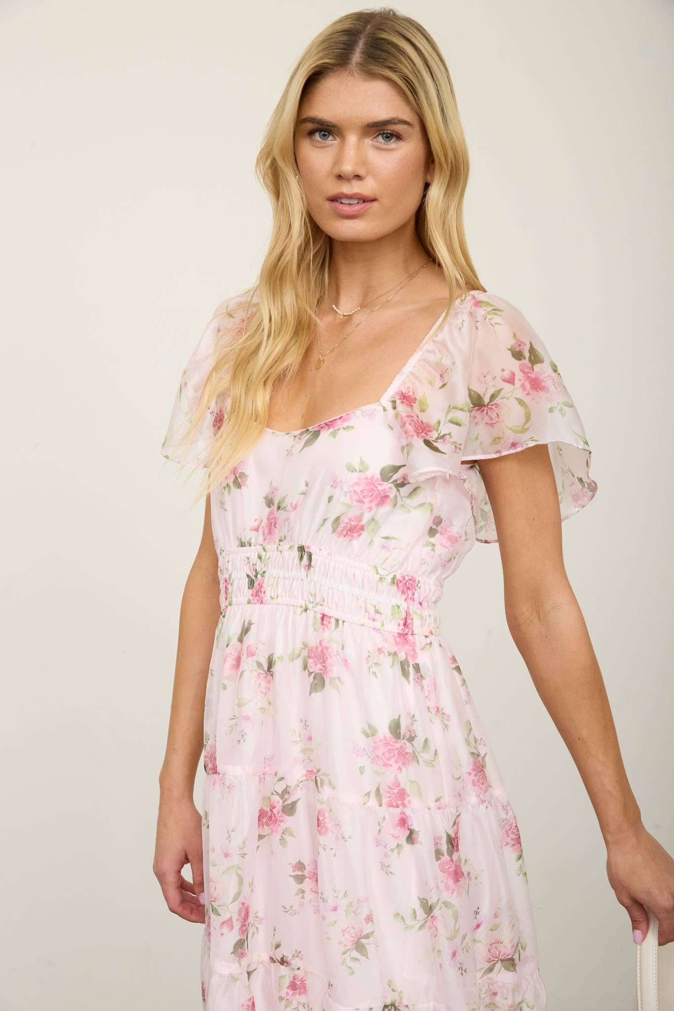 Chiffon Shirred Midikjole