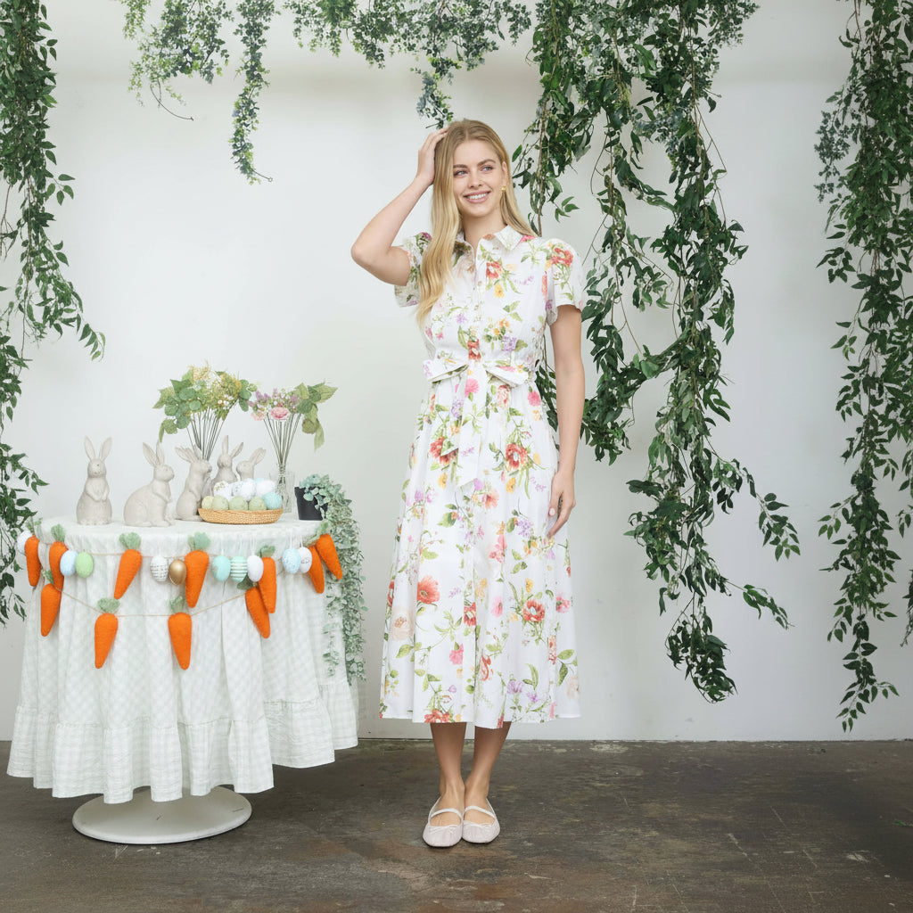 Floral Belted Skjortekjole