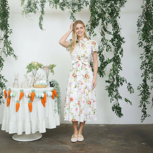 Floral Belted Skjortekjole
