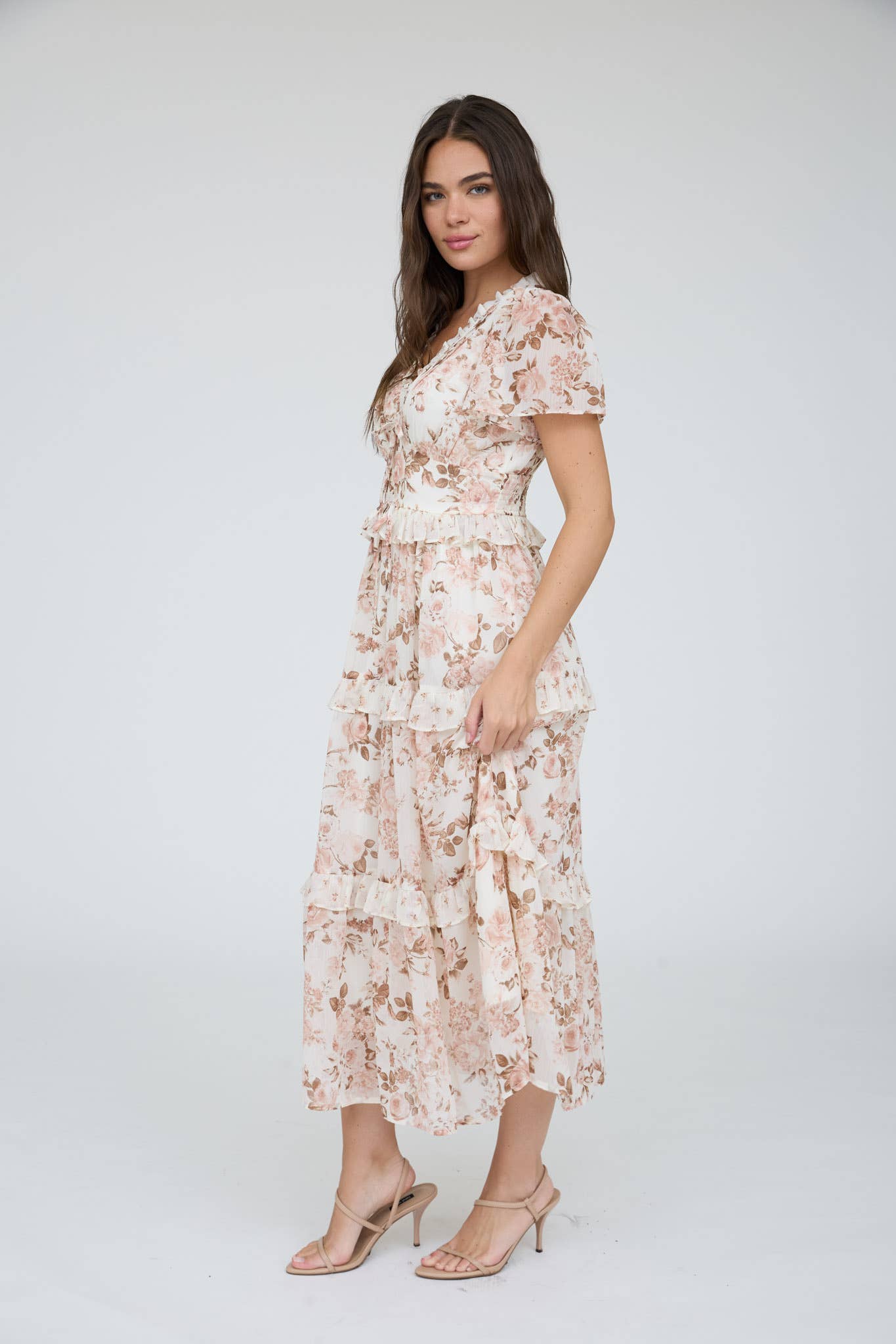 Floral V-Neck Midikjole