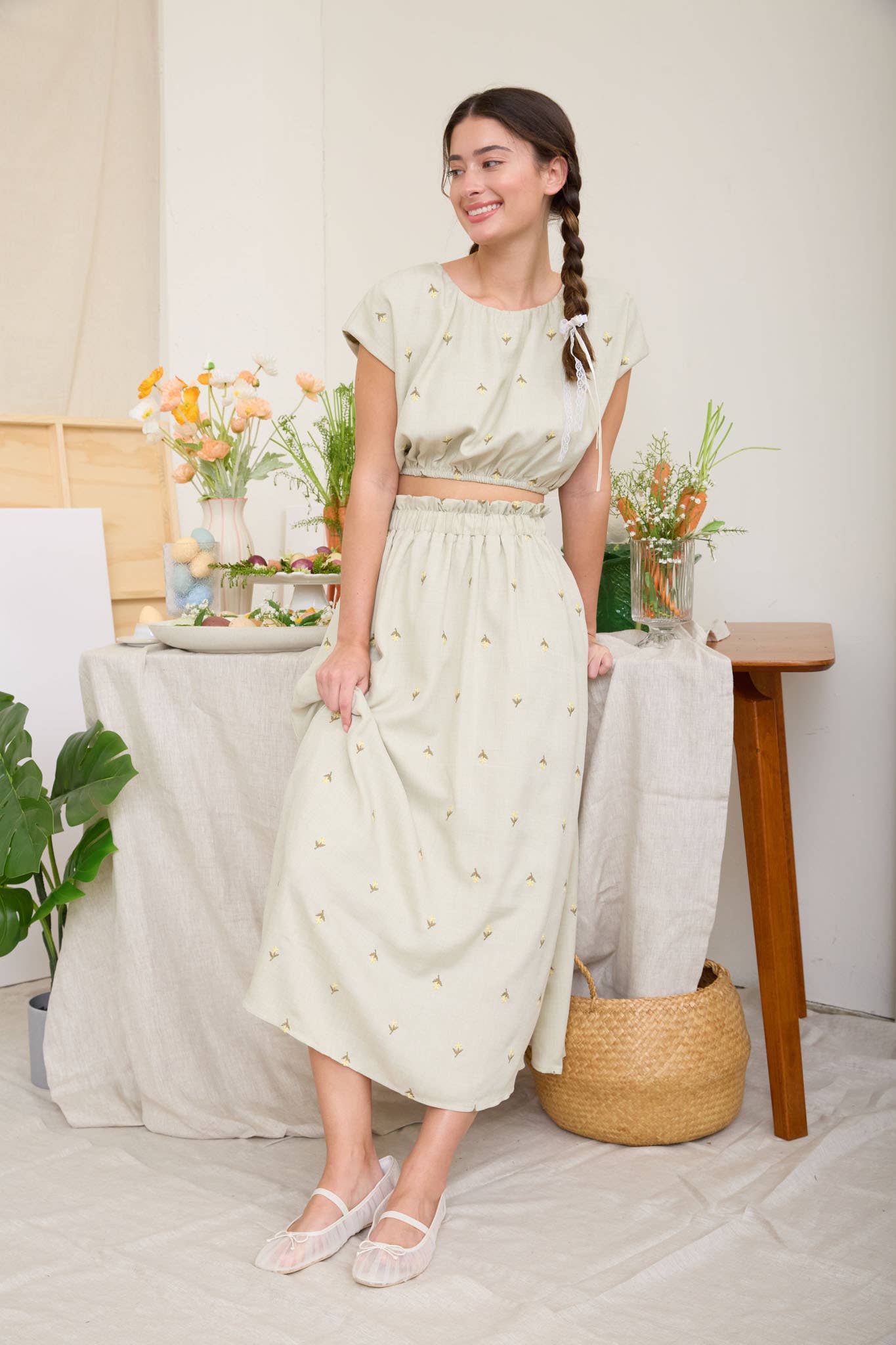 Floral Ruffle Midiskirt