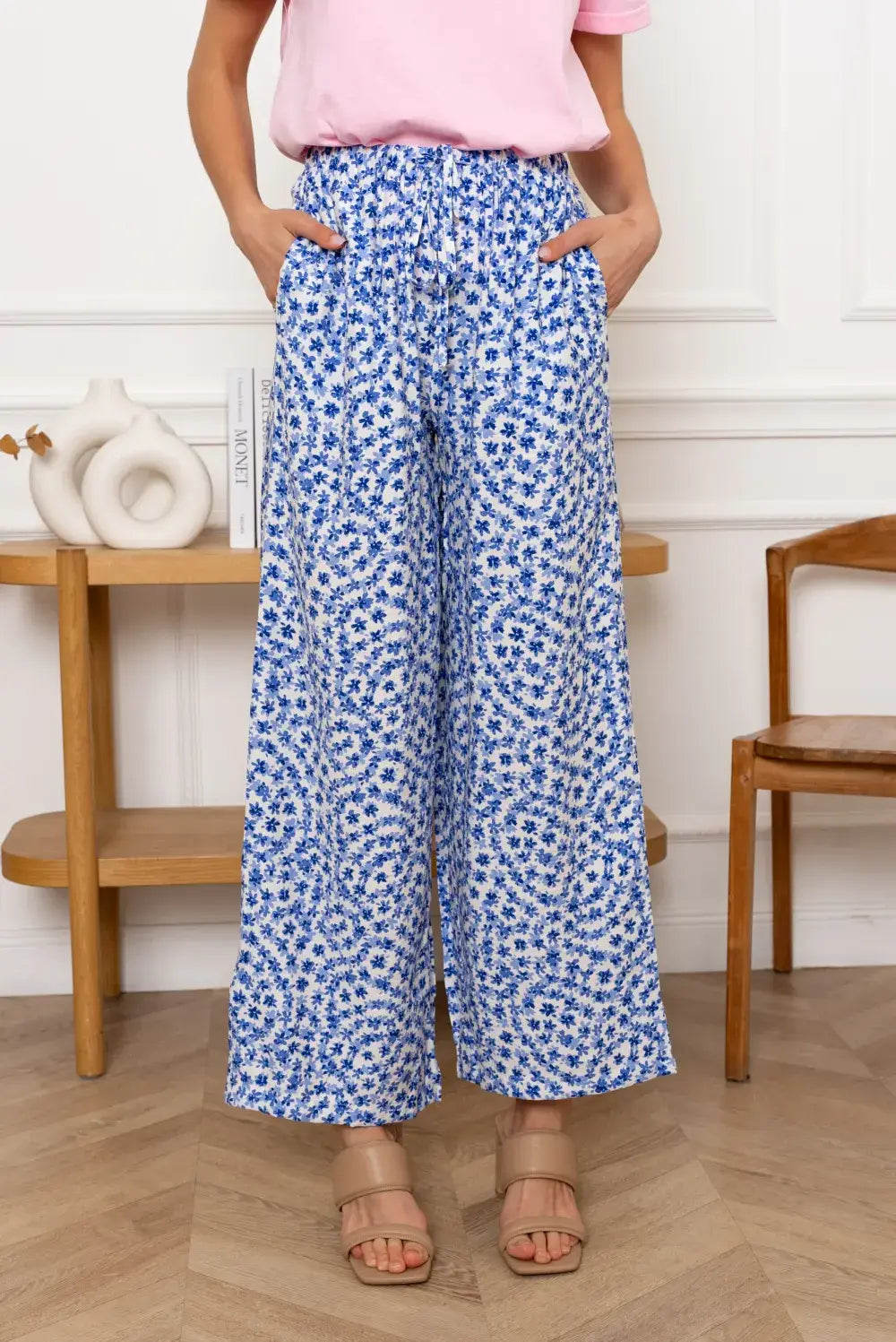 Wide Floral Bukse