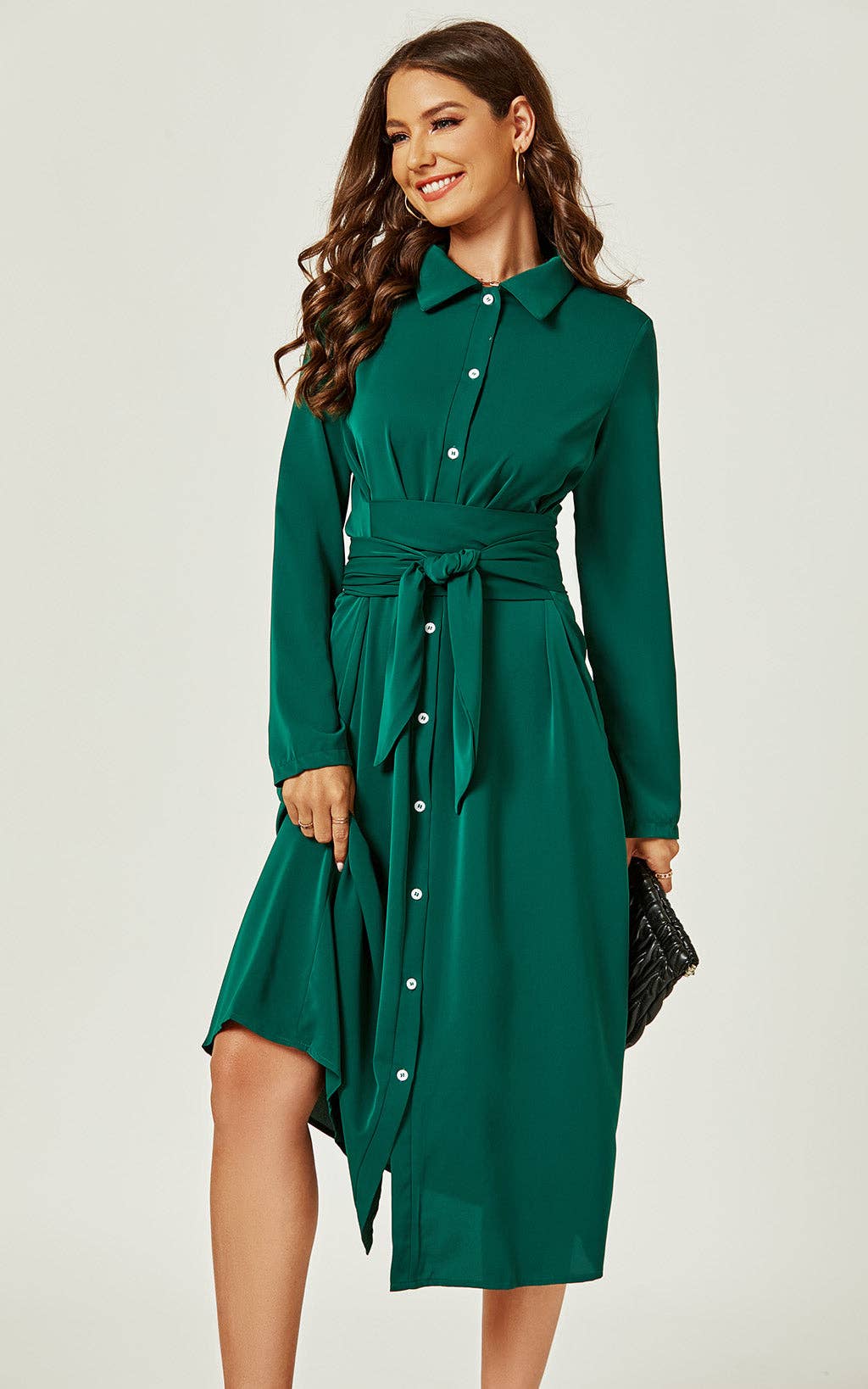 Green Wrap Skjortekjole