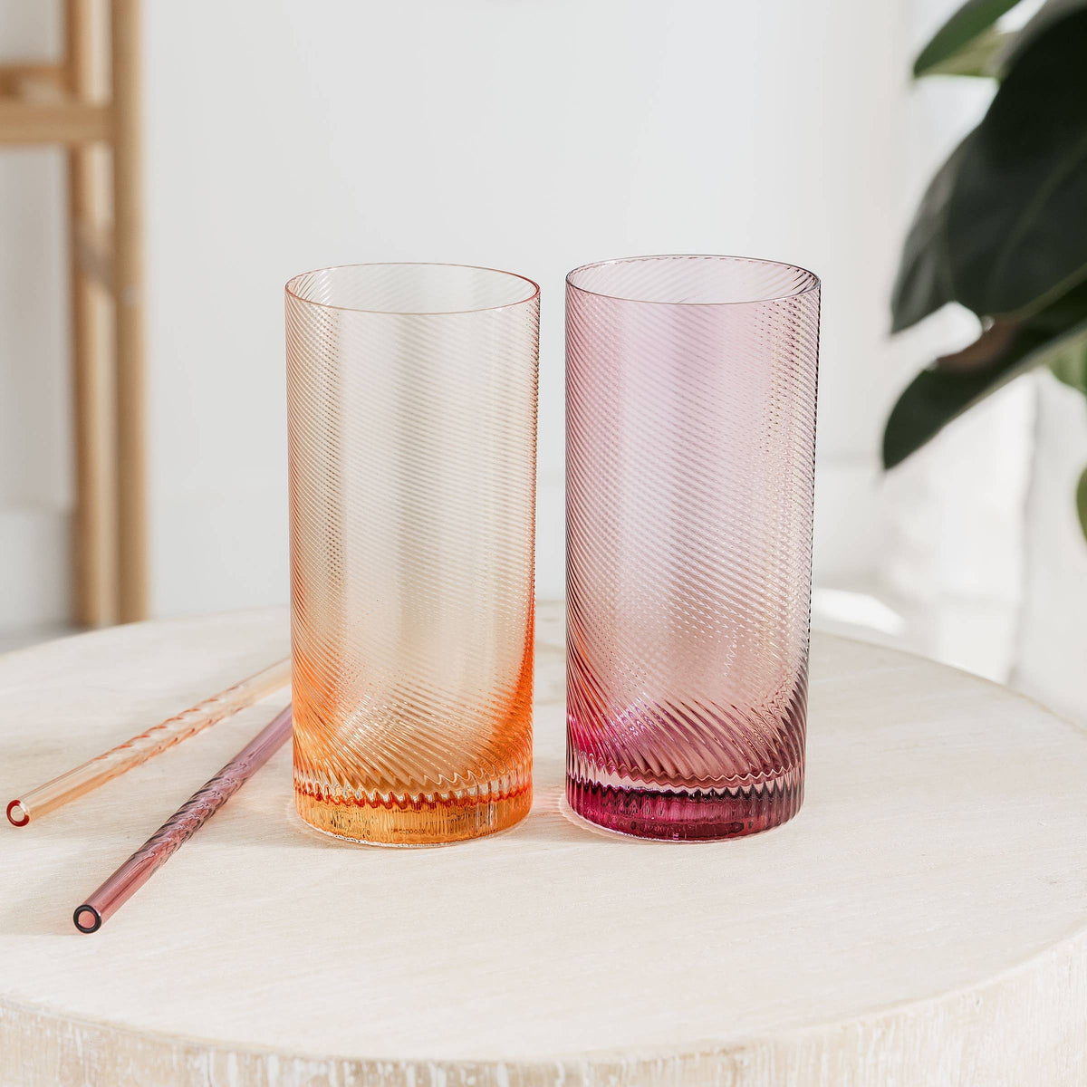 Twist Highball Tumblers Pink