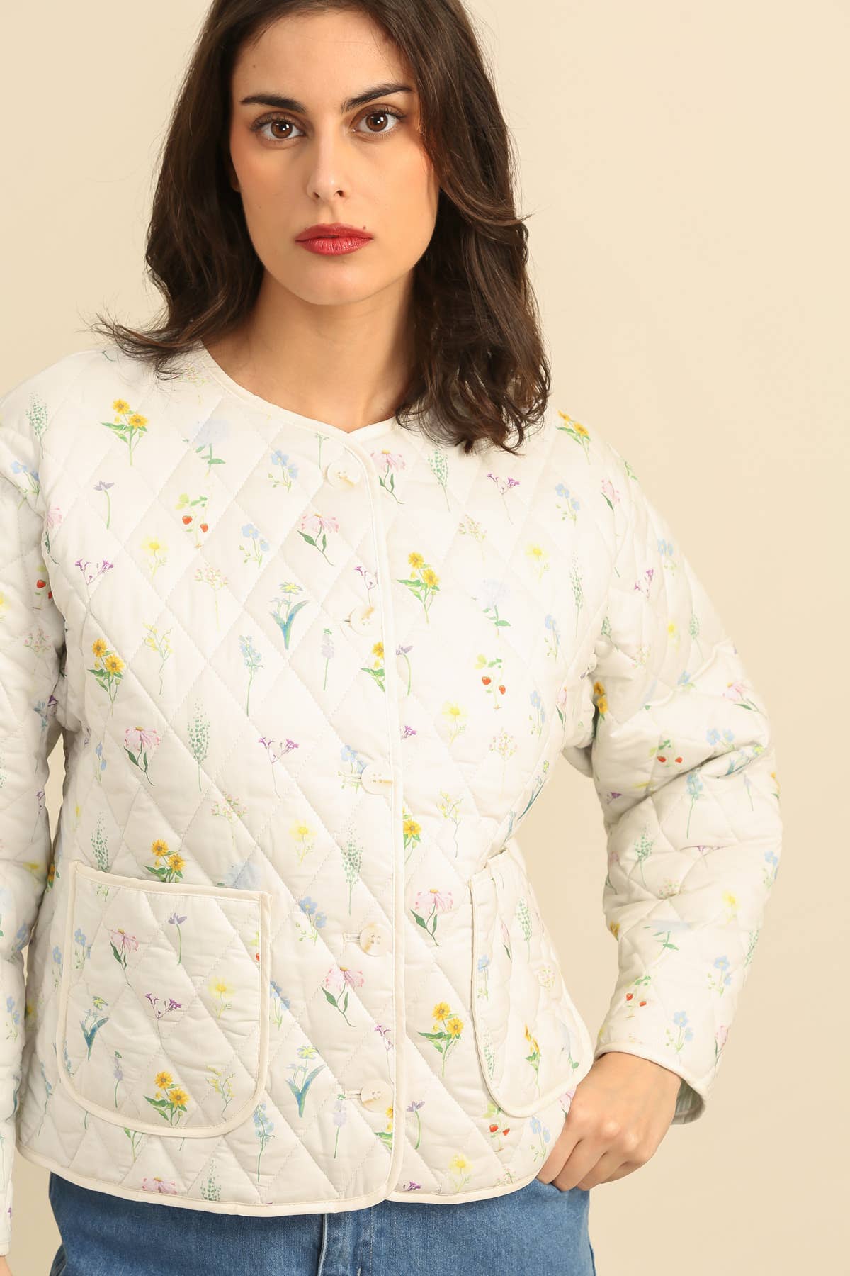 Quilted Floral Jakke