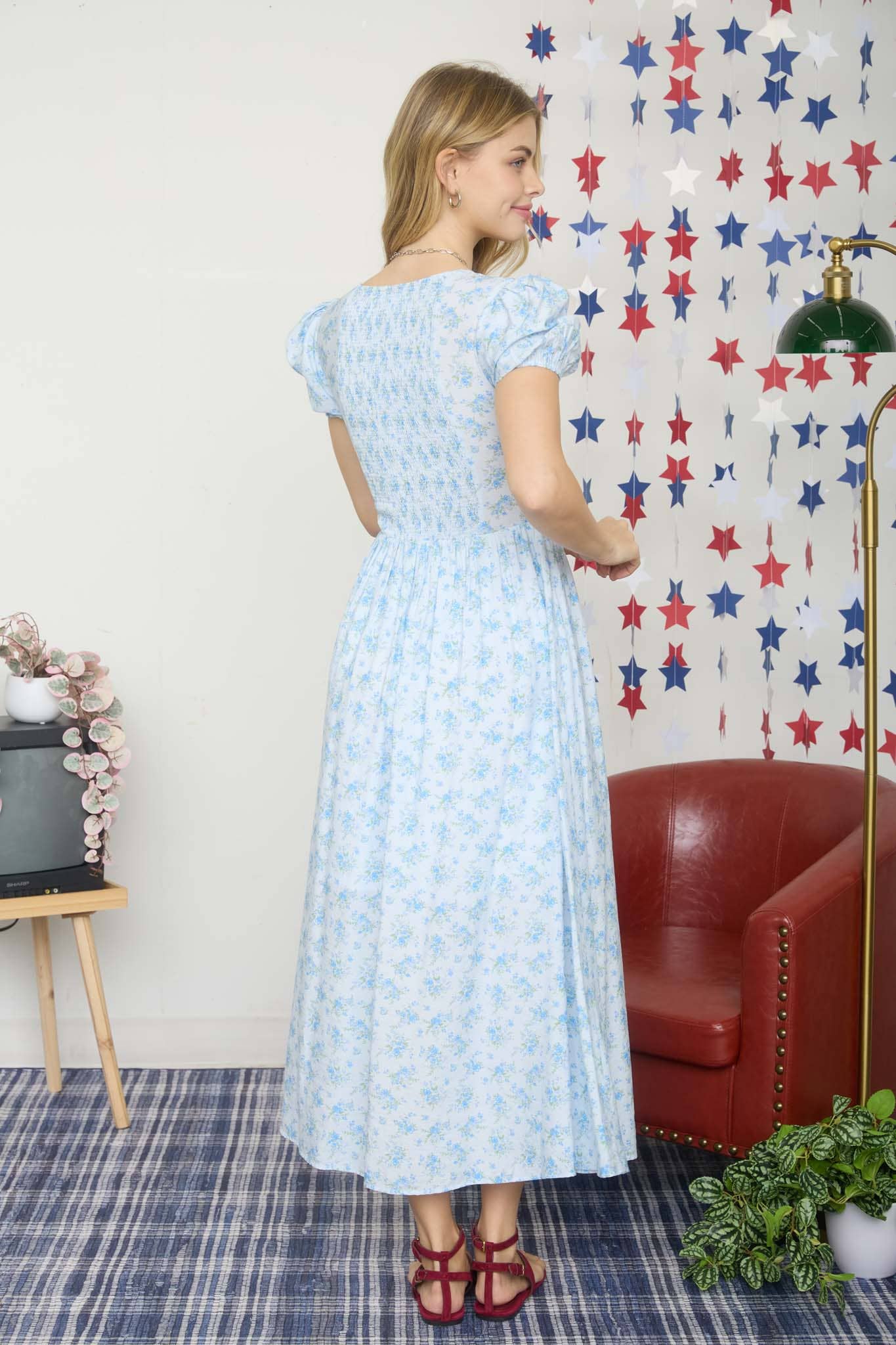 Floral Puff Midikjole