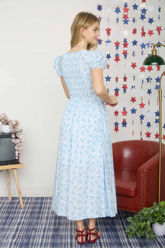 Floral Puff Midikjole