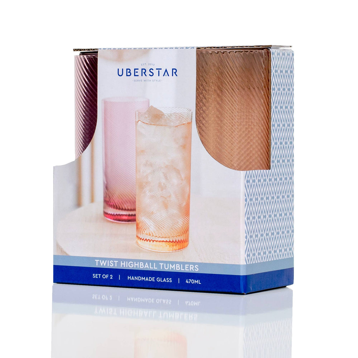Twist Highball Tumblers Pink