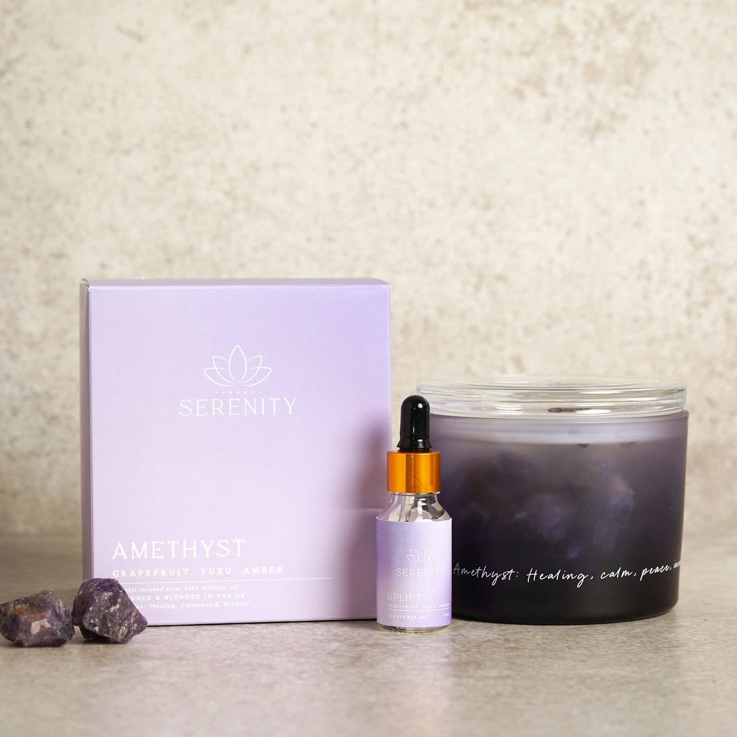 Serenity Amethyst Crystal Bowl Diffuser & Oil