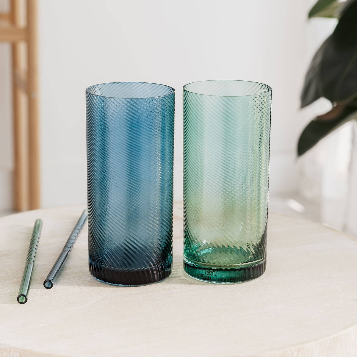 Twist Highball Tumblers Blue