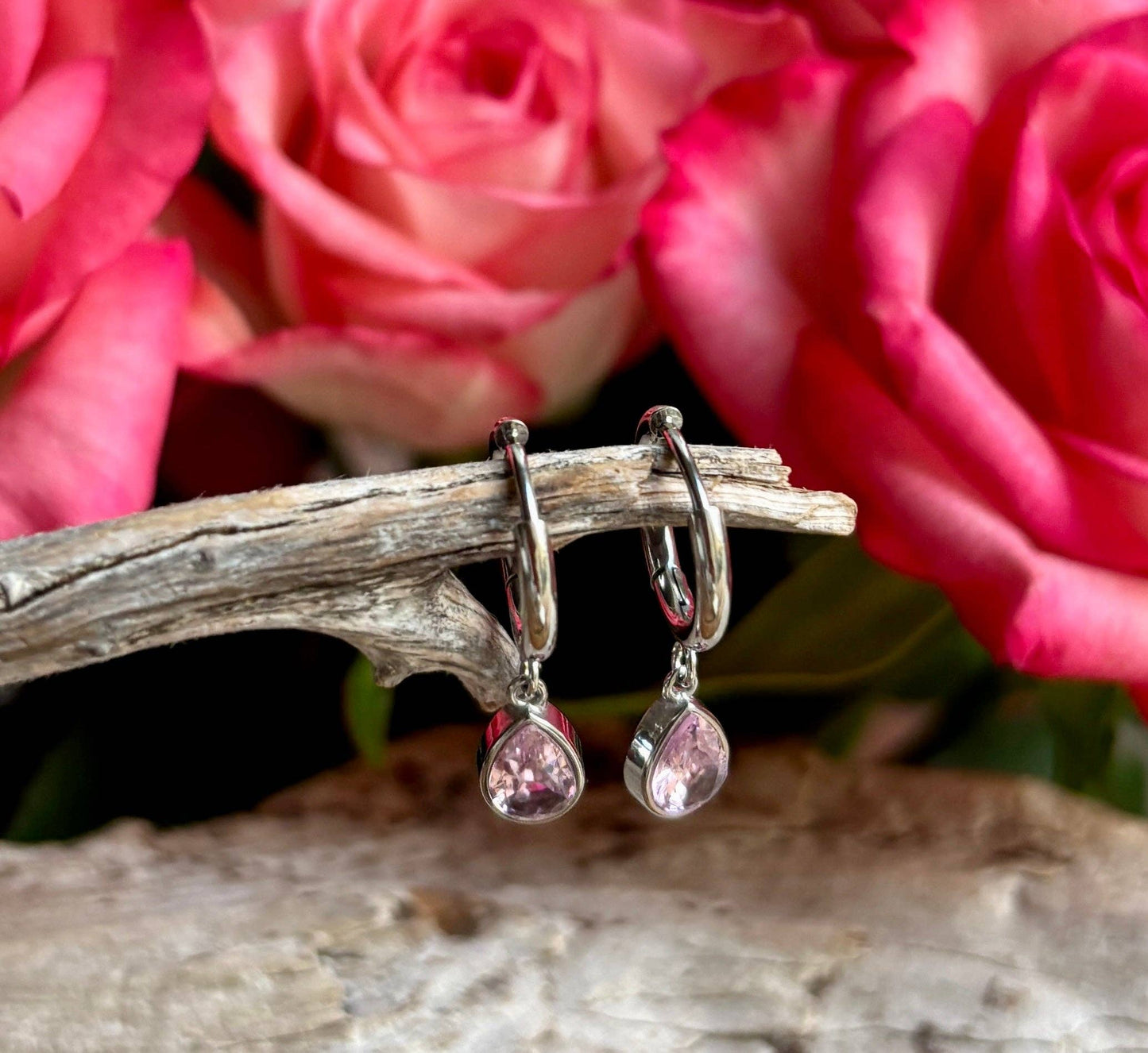 Pink Teardrop Øredobber