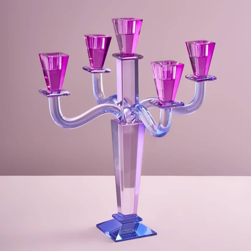Fancy Crystal Candelabra Purple