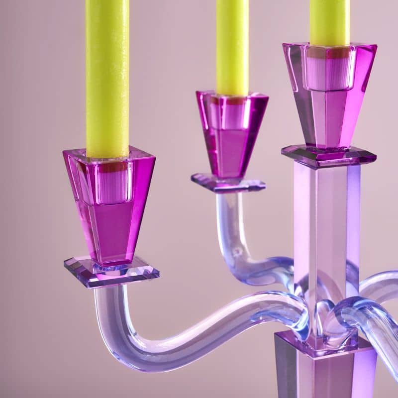 Fancy Crystal Candelabra Purple