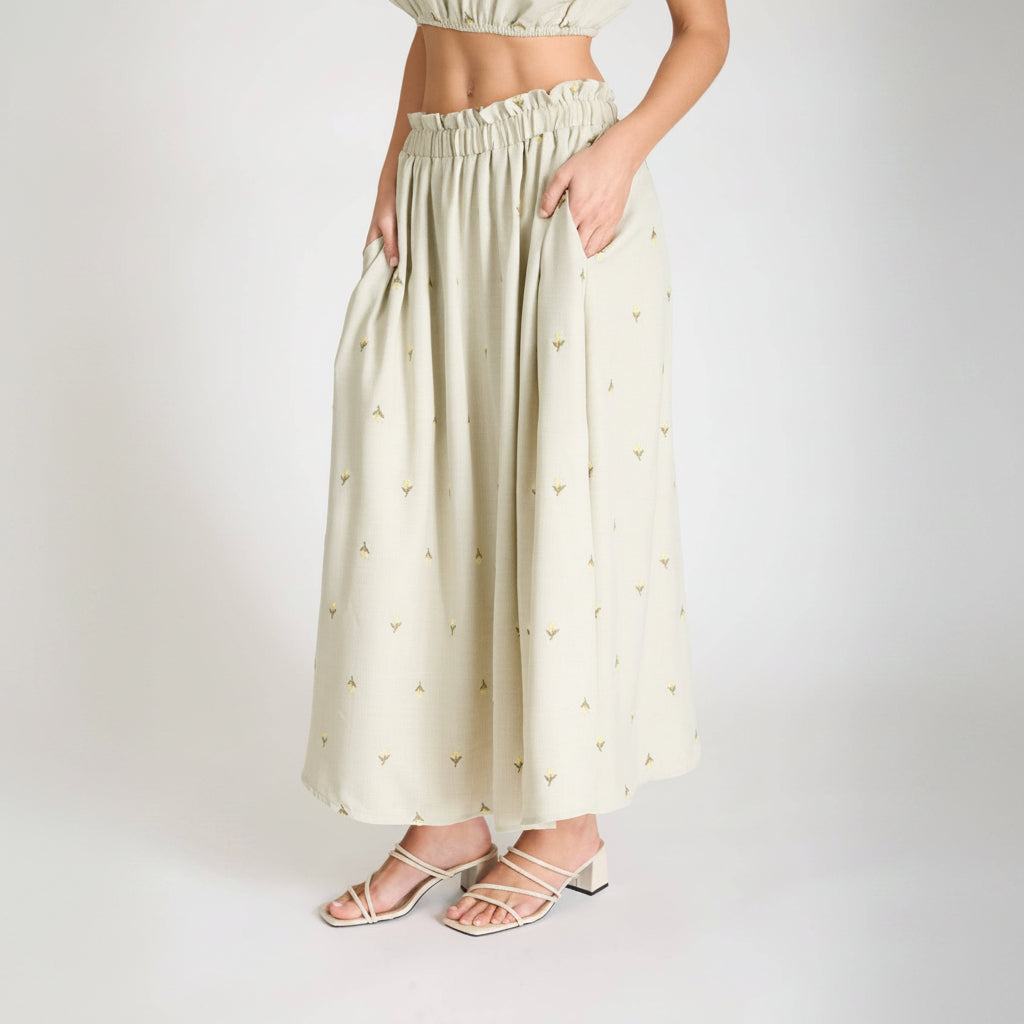 Floral Ruffle Midiskirt