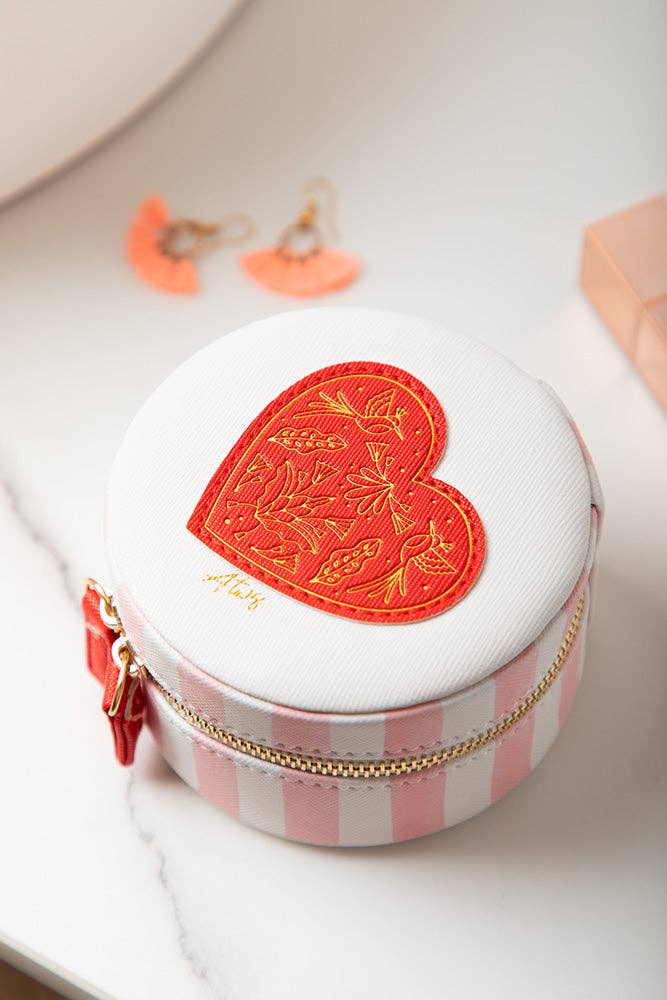 Pink Stripes Reisesmykkeskrin