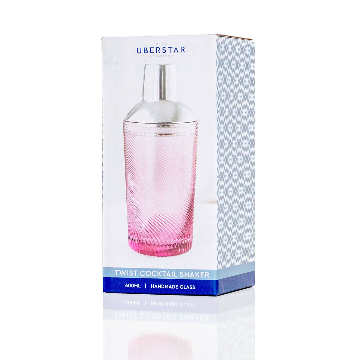 Pink Twist Glass Cocktail Shaker