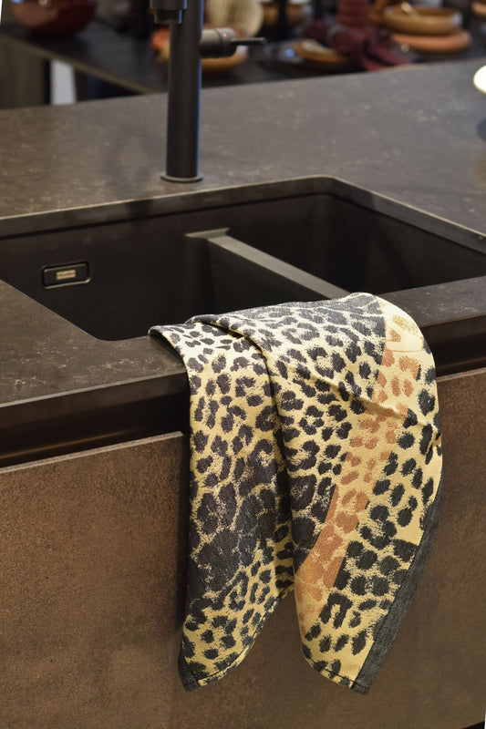 Gavesett kjøkkenhåndklær Leopard black