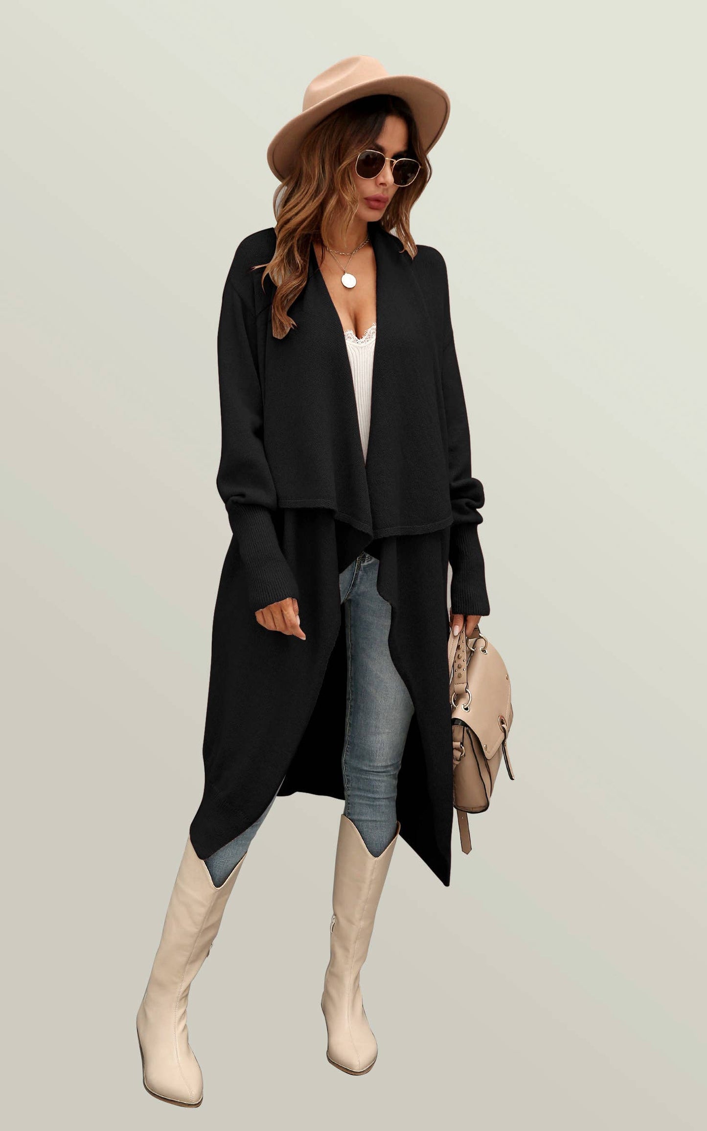 Black Pleat Cardigan