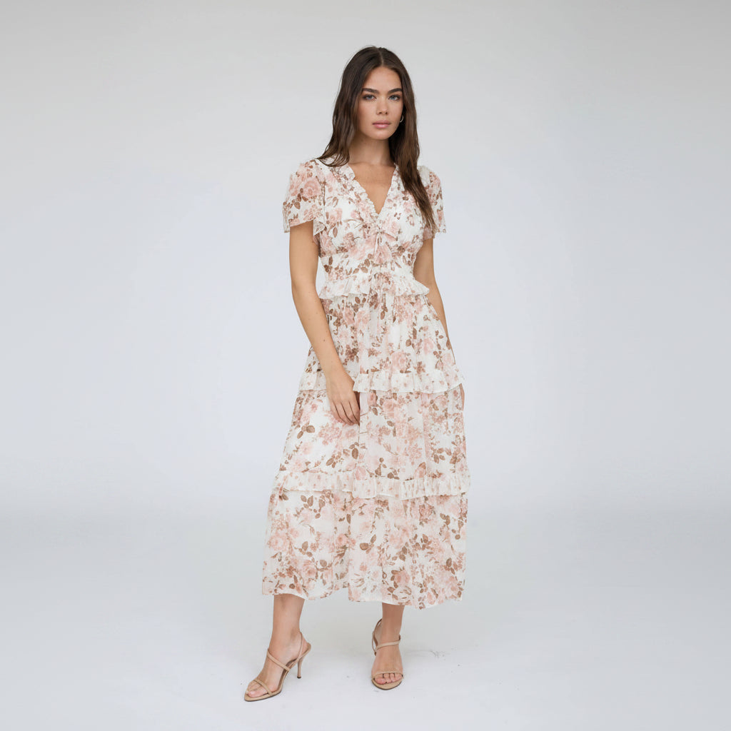 Floral V-Neck Midikjole