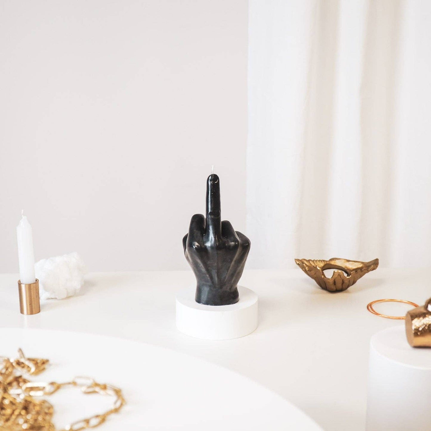 Middle Finger Lys Svart