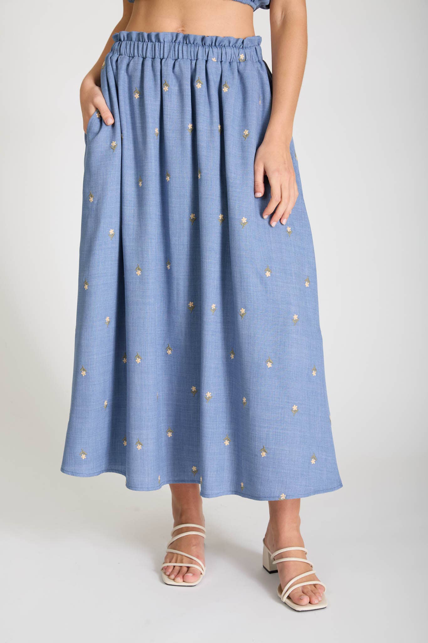 Floral Ruffle Midiskirt
