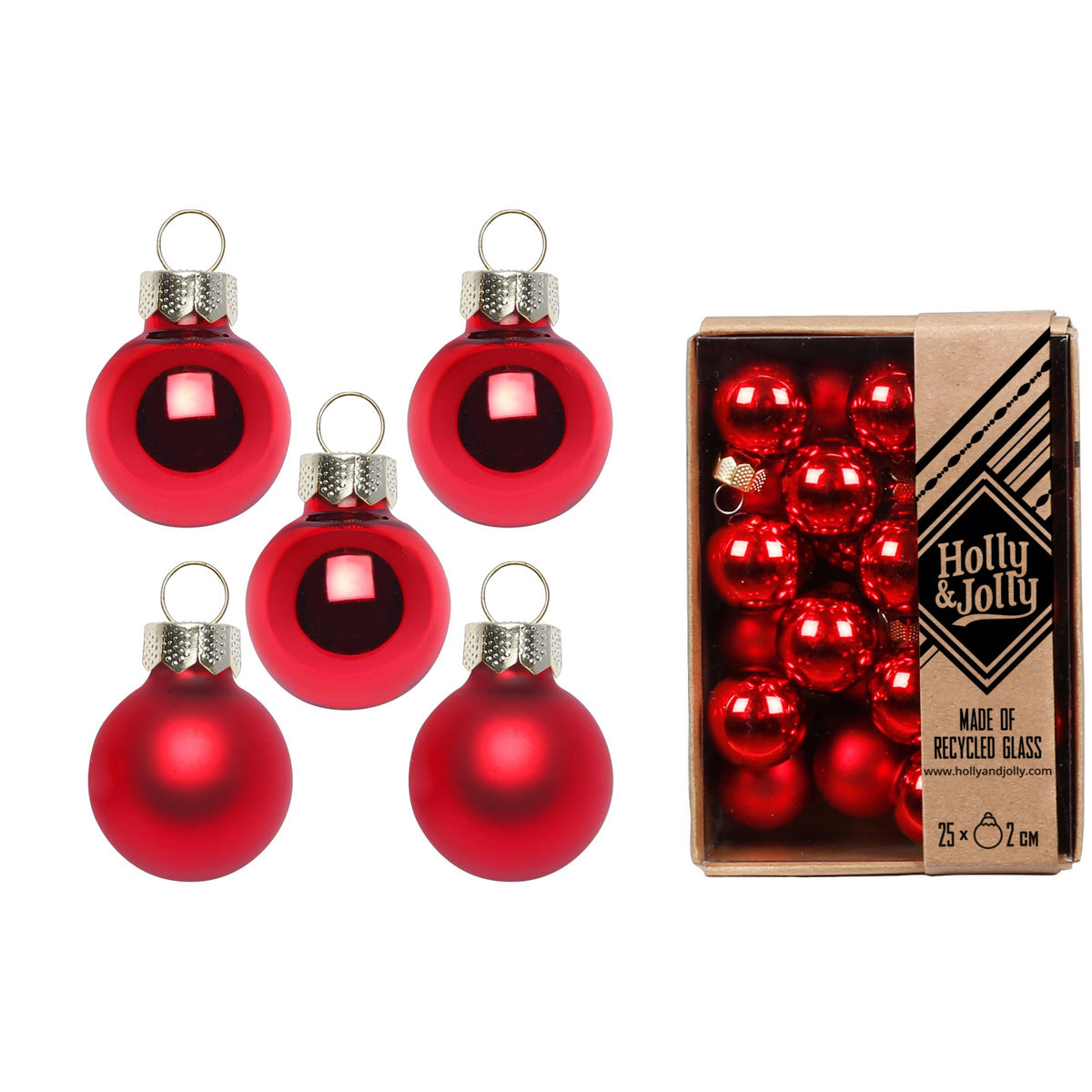 Glasskuler Merry Red 2 cm
