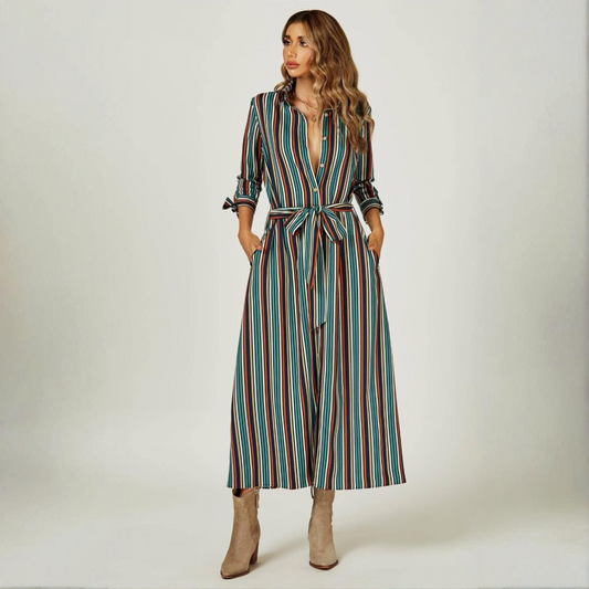 Stripe Print Skjortekjole
