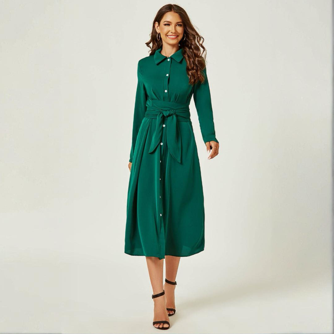 Green Wrap Skjortekjole