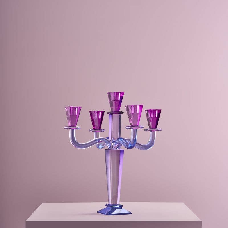 Fancy Crystal Candelabra Purple