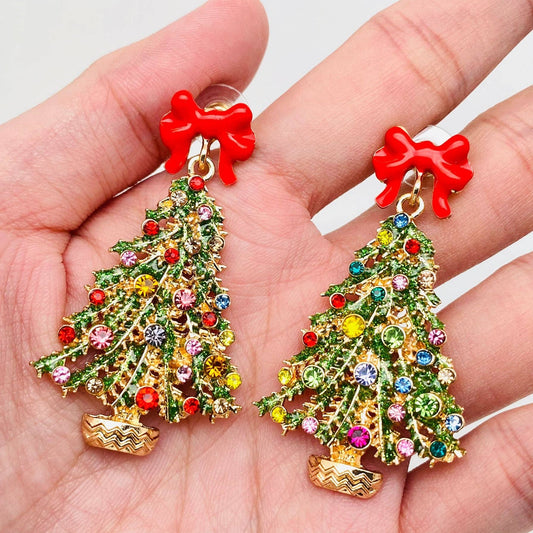 Christmas Tree Bow Earrings