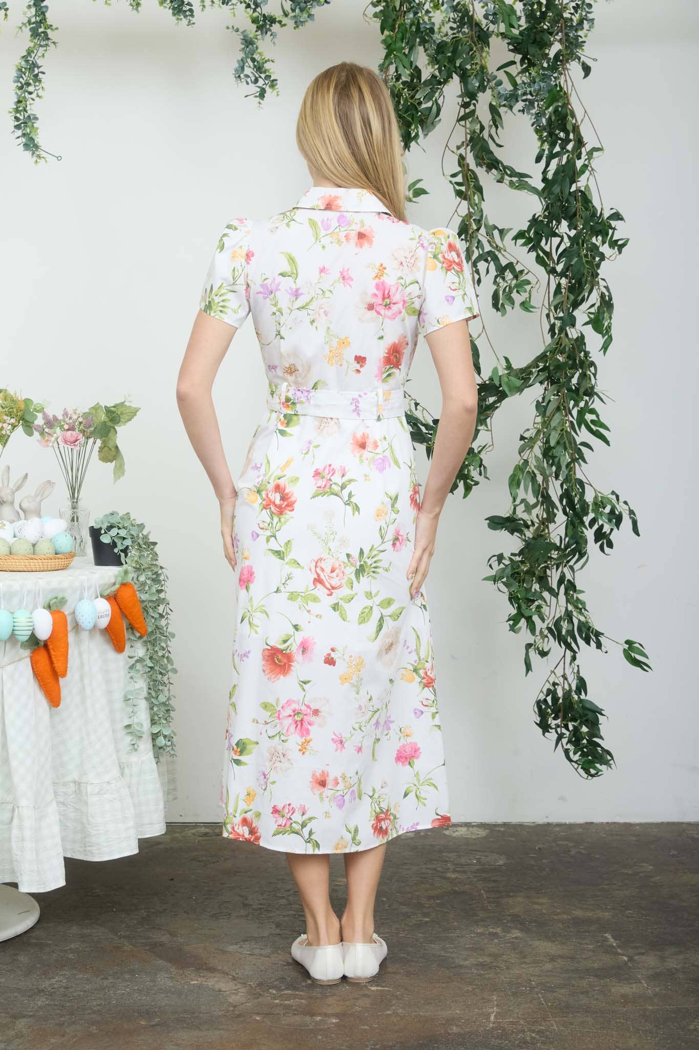 Floral Belted Skjortekjole