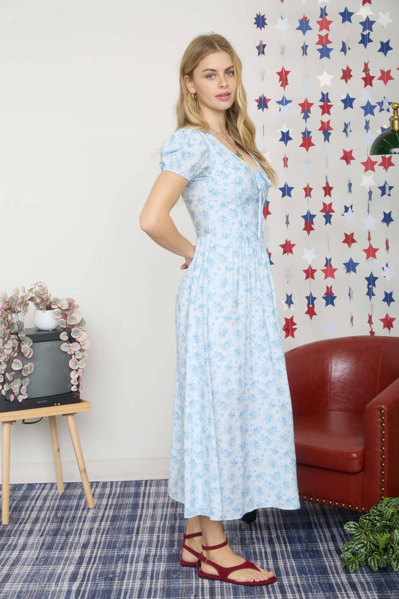 Floral Puff Midikjole