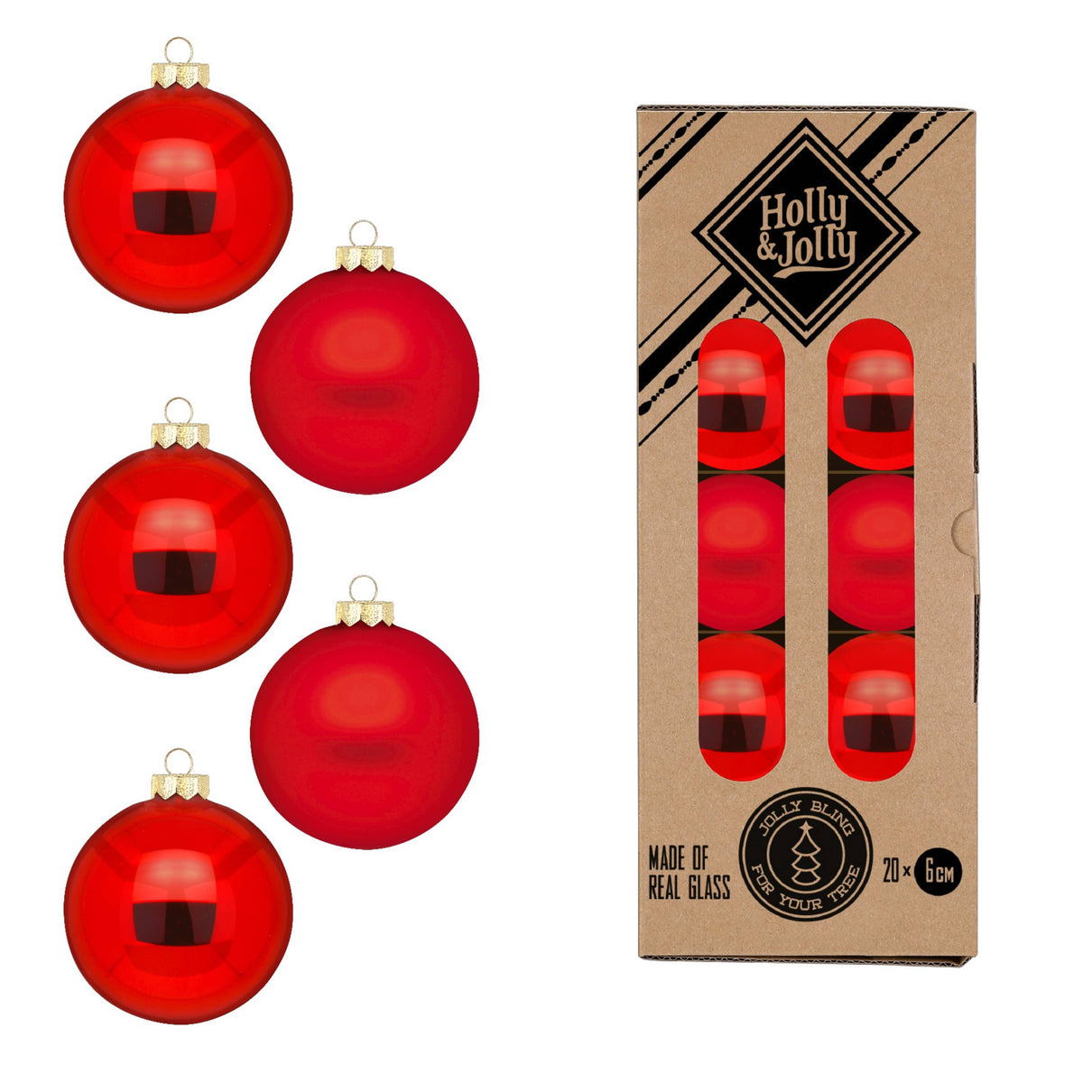 Glasskuler Merry Red 6 cm