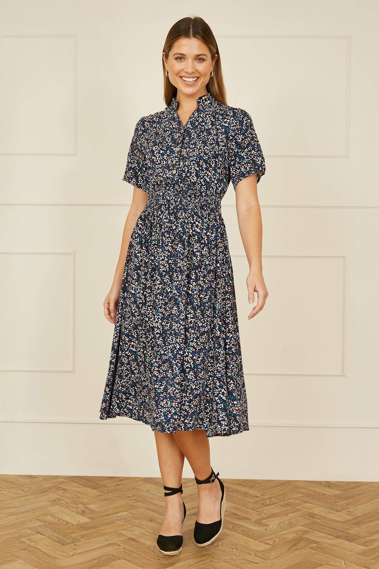 Navy Ditsy Kjole