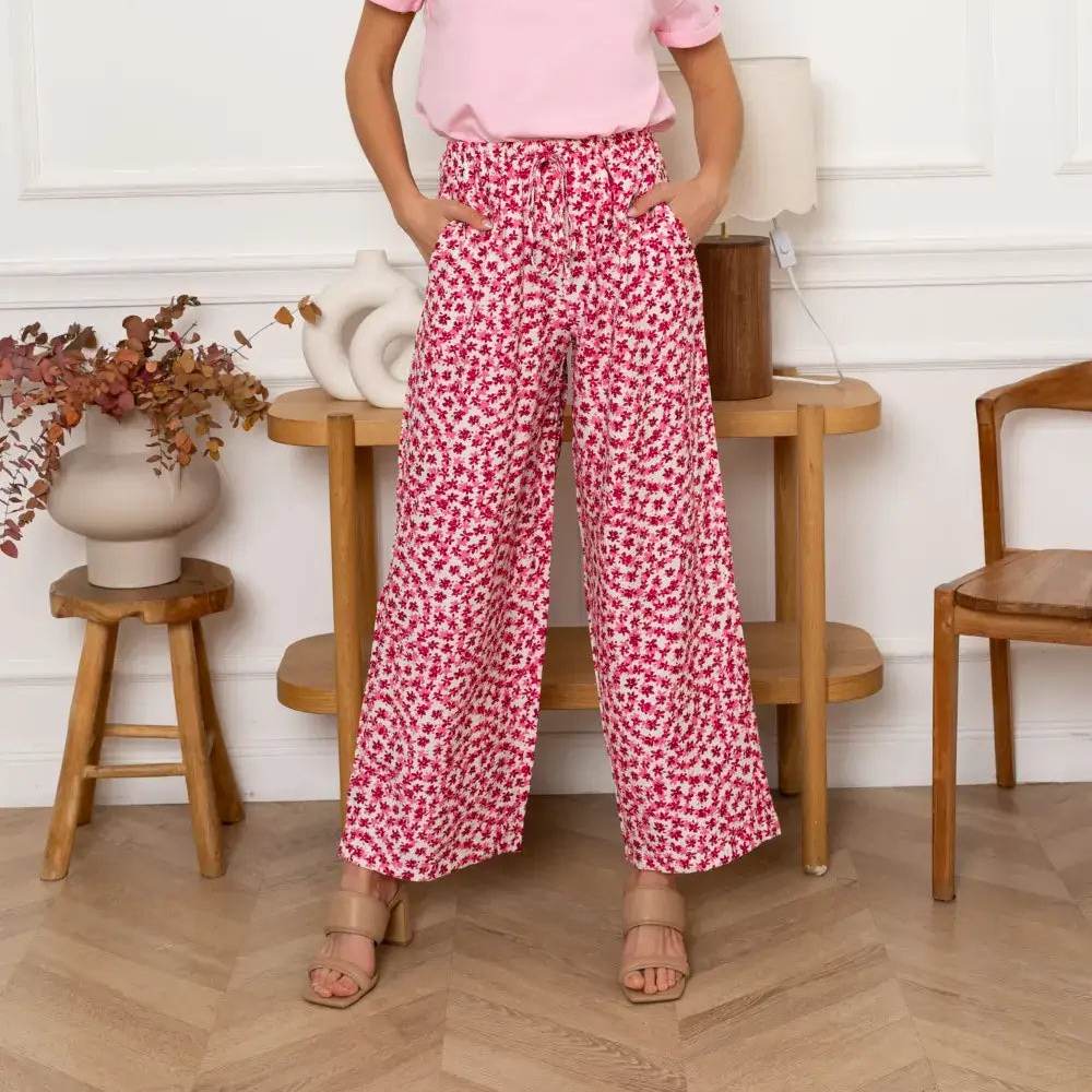 Wide Floral Bukse