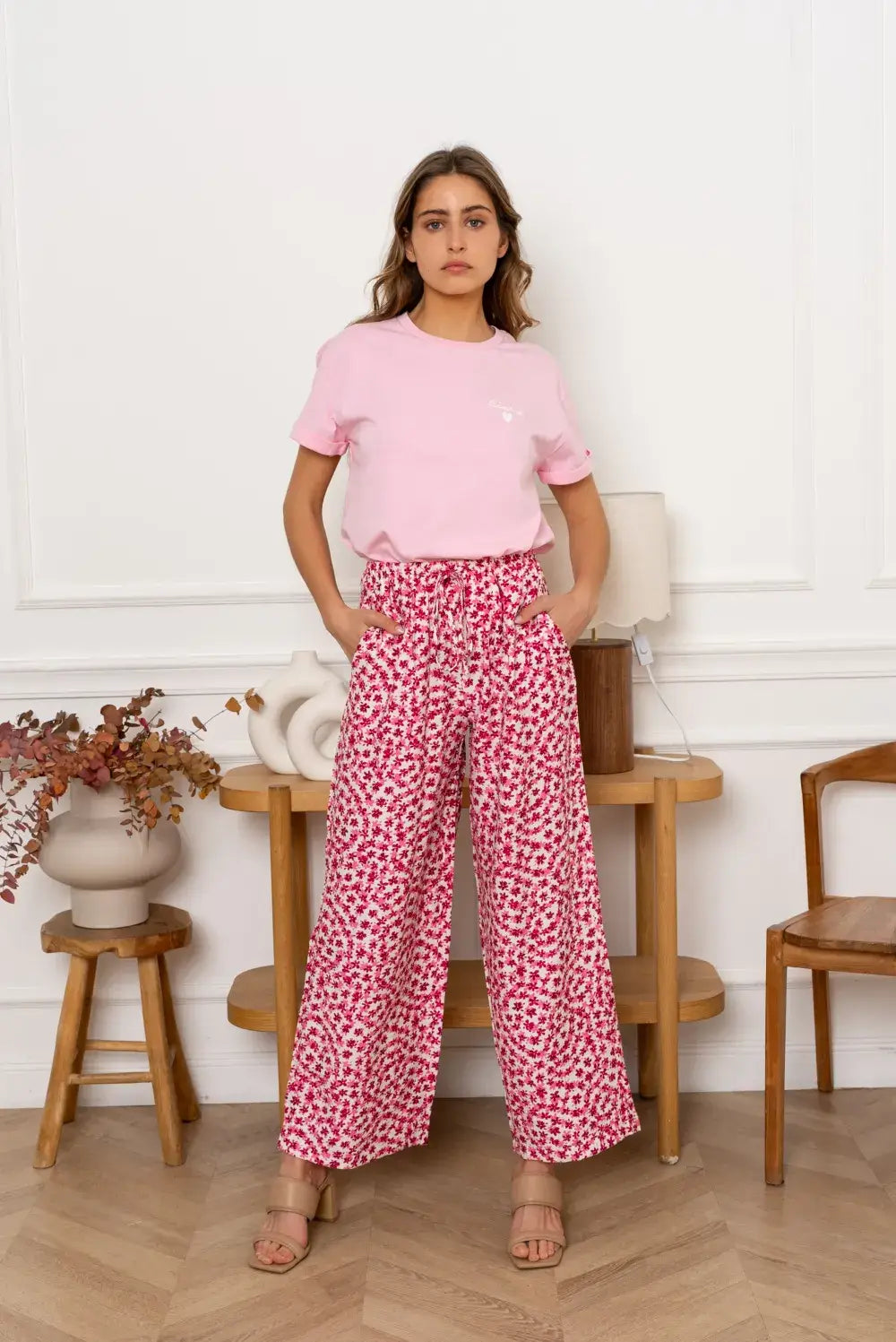 Wide Floral Bukse