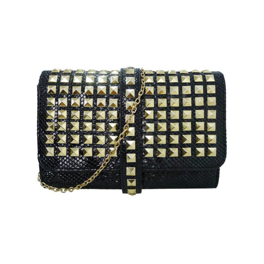 Studded Croc Clutch
