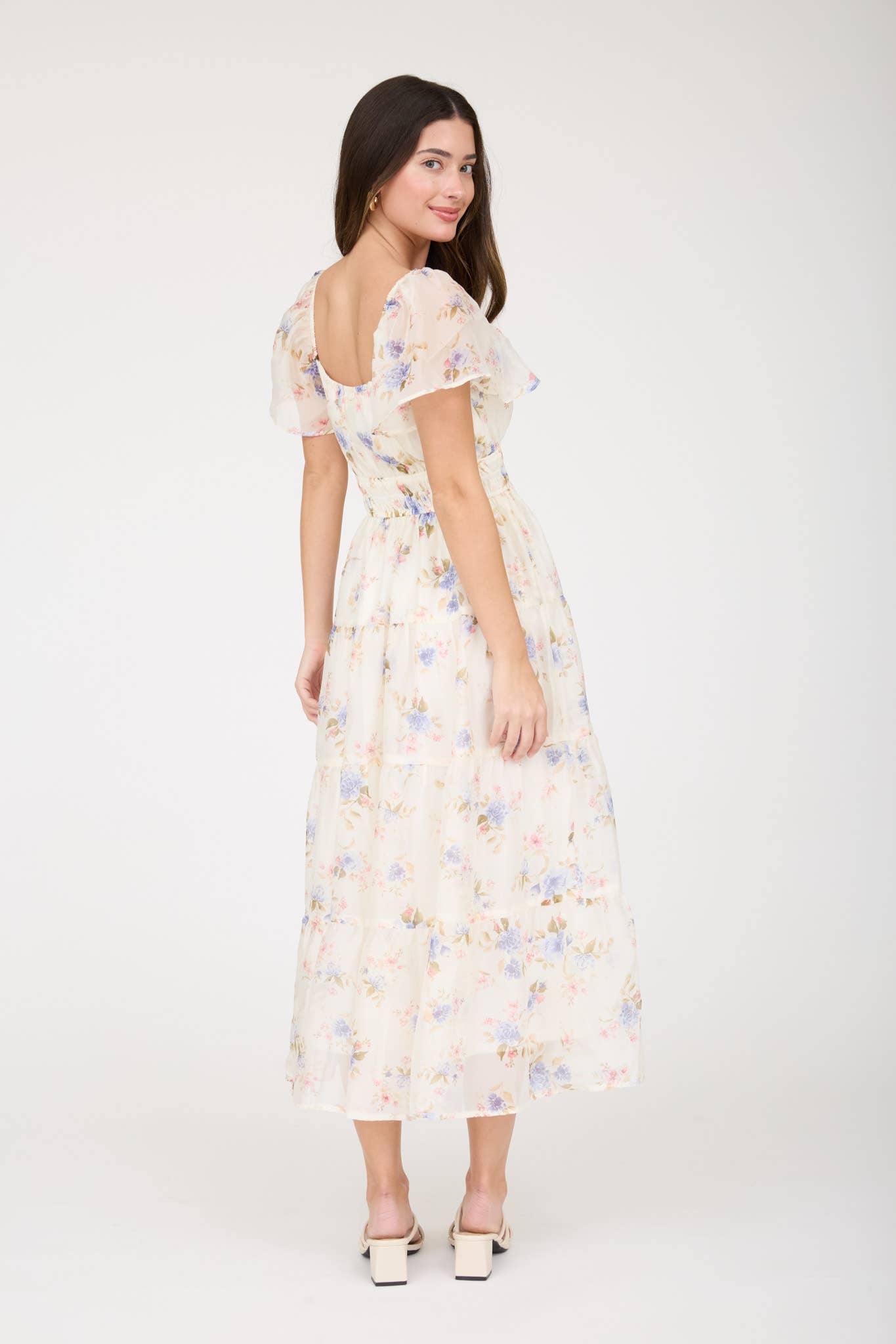 Chiffon Shirred Midikjole