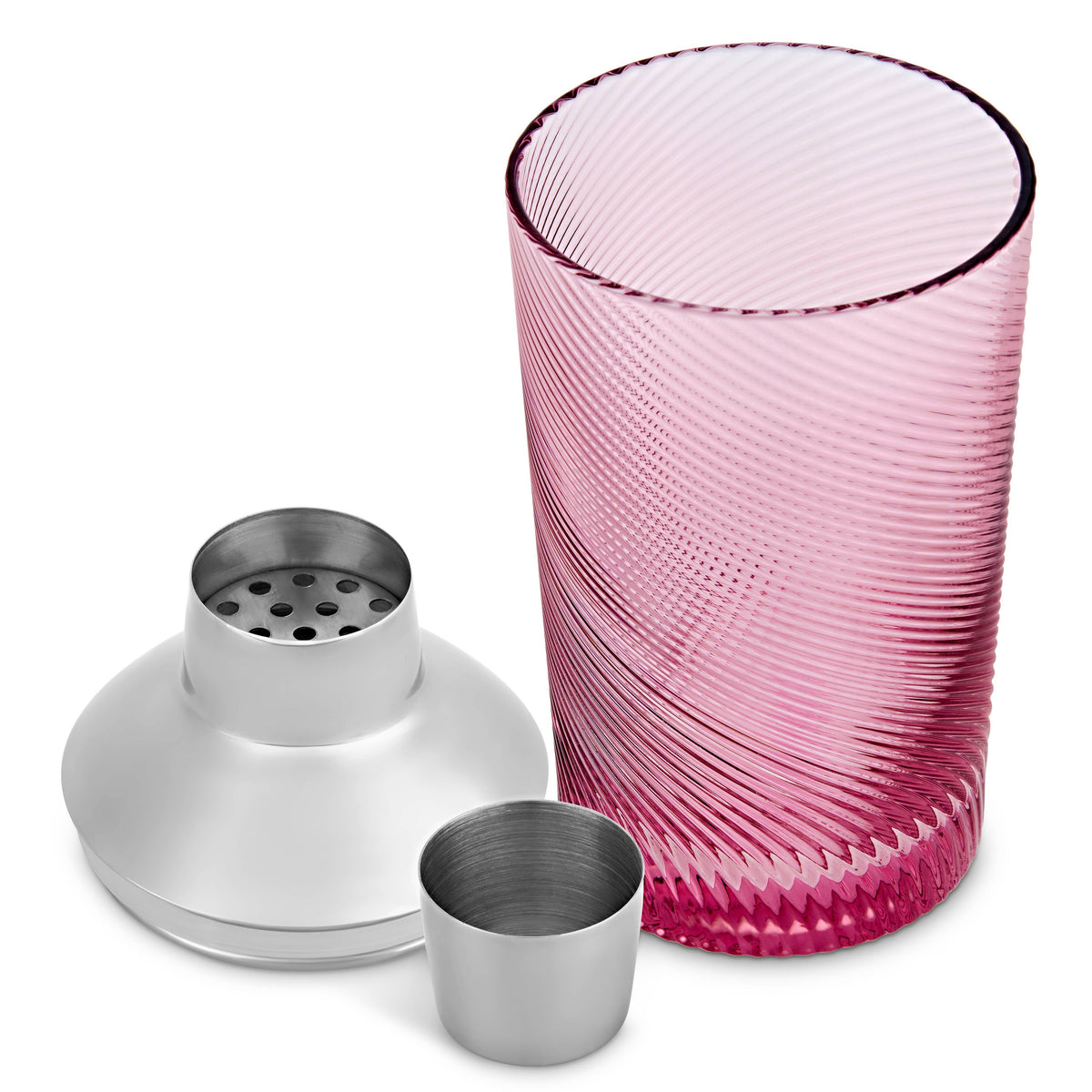 Pink Twist Glass Cocktail Shaker