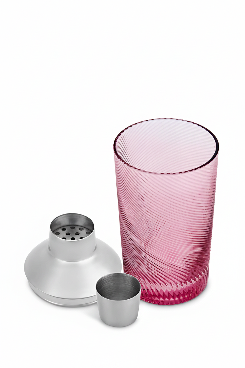 Pink Twist Glass Cocktail Shaker