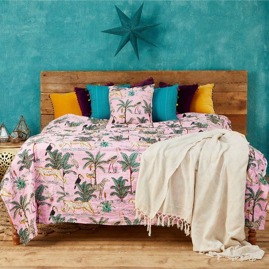 Jungle Print Pink Sengeteppe