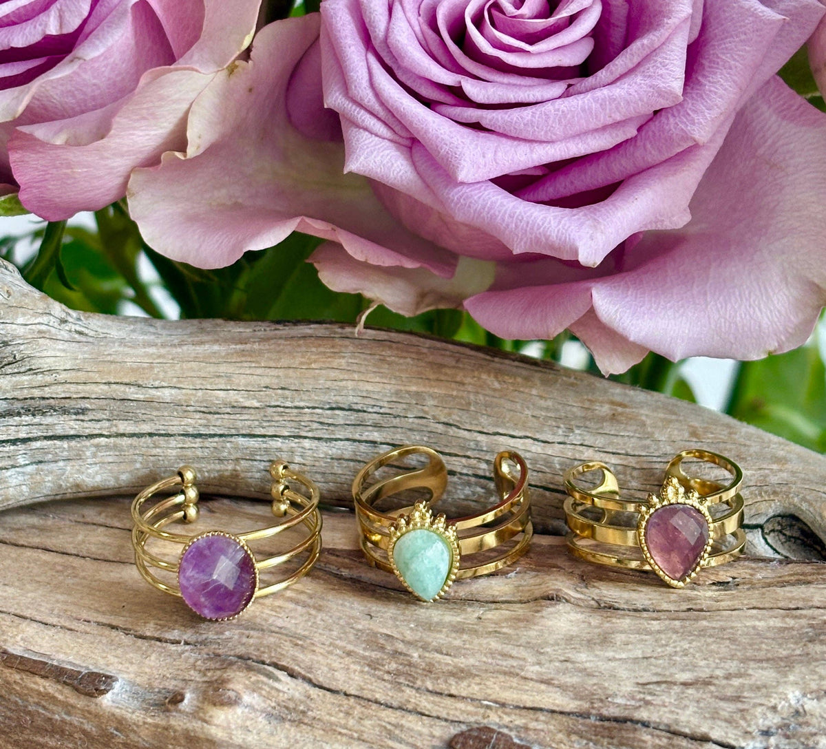Amethyst Triple Band Ring  