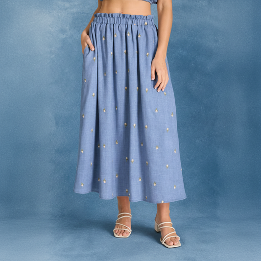 Floral Ruffle Midiskirt