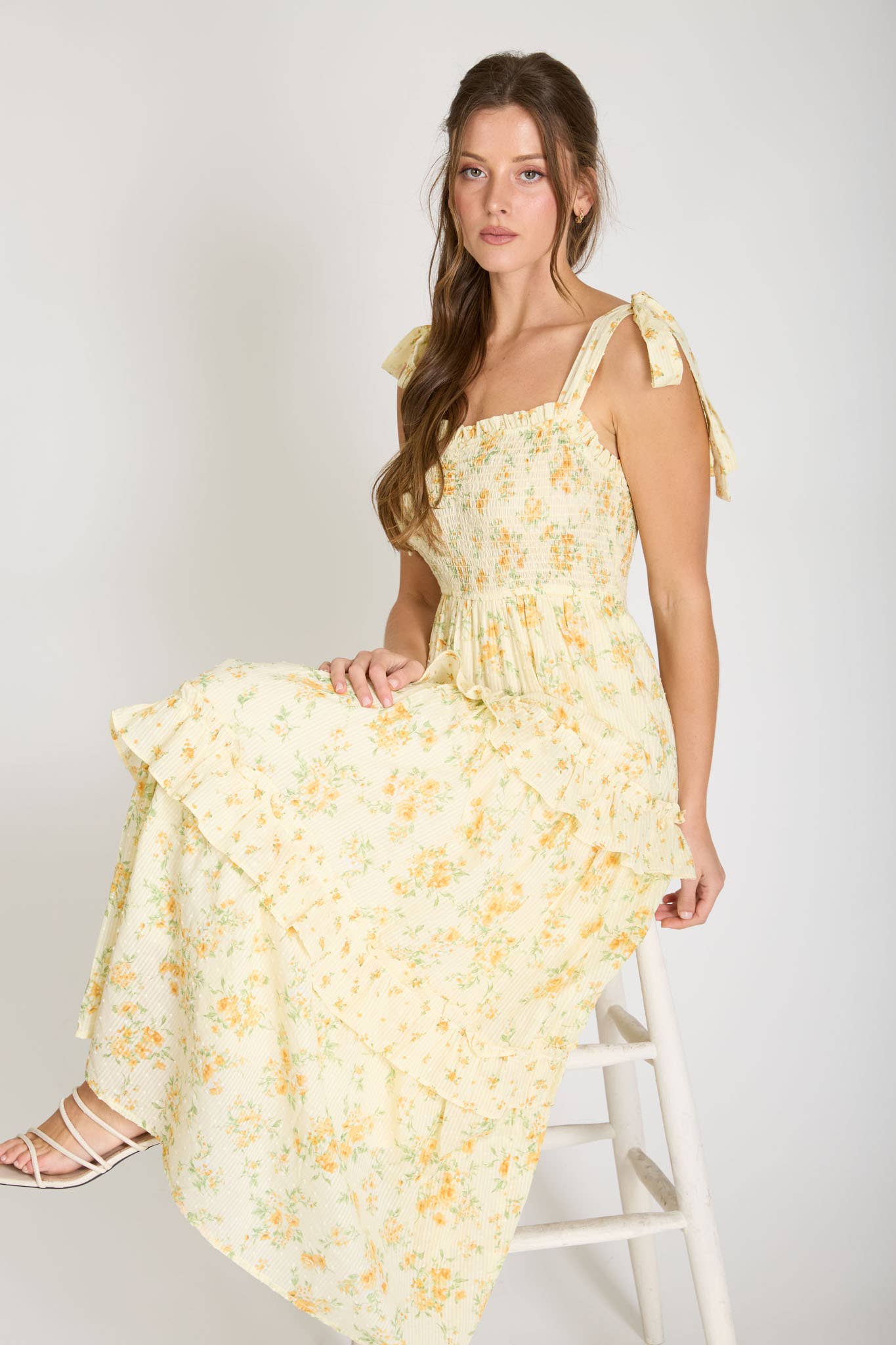 Sweetheart Smocked Midikjole
