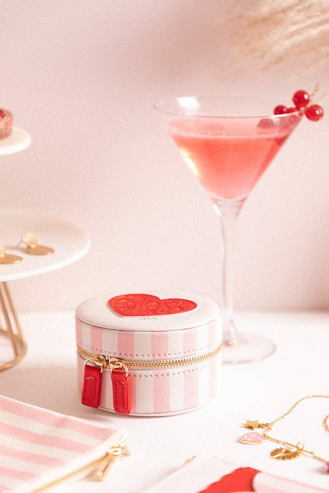 Pink Stripes Reisesmykkeskrin